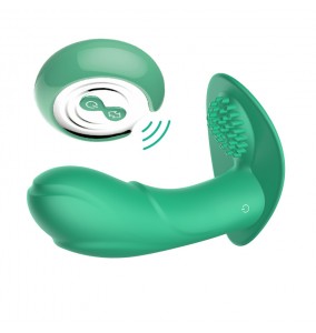 BRKJ Female Wireless Remote Control Warming Wearable Clitoris Vibrator (Chargeable - Green)